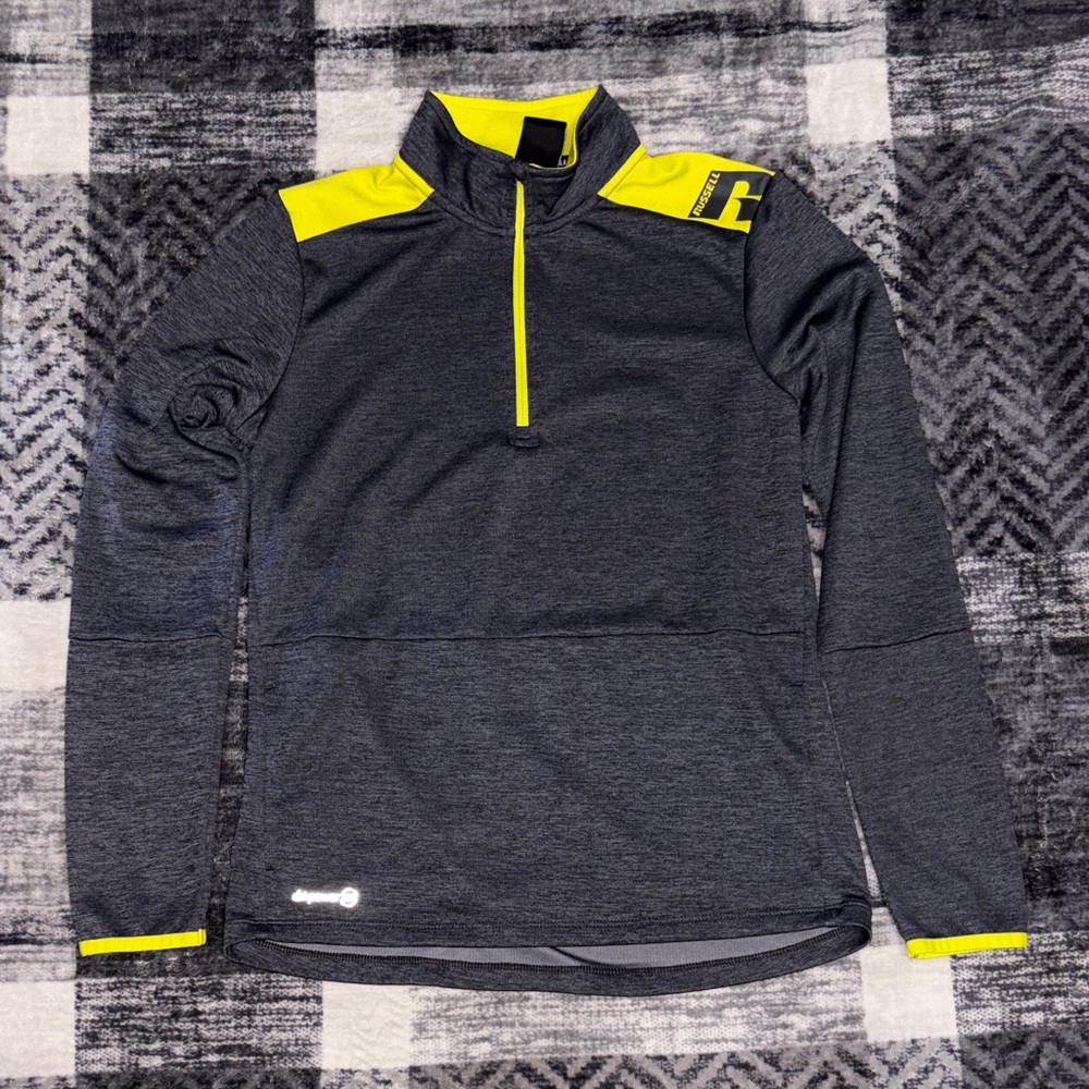 Russell Athletic Dark Gray and Bright Yellow Kids Hoodie